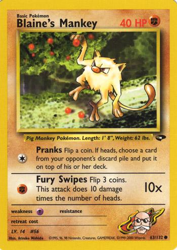 Blaine's Mankey - HP - 63/132 - Gym Challenge