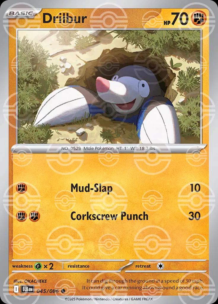 Drilbur - Pokeball Reverse - 45/86 - Black Bolt