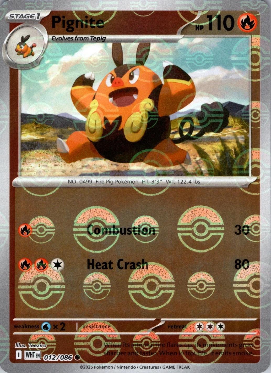 Pignite - Pokeball Reverse - 12/86 - White Flare
