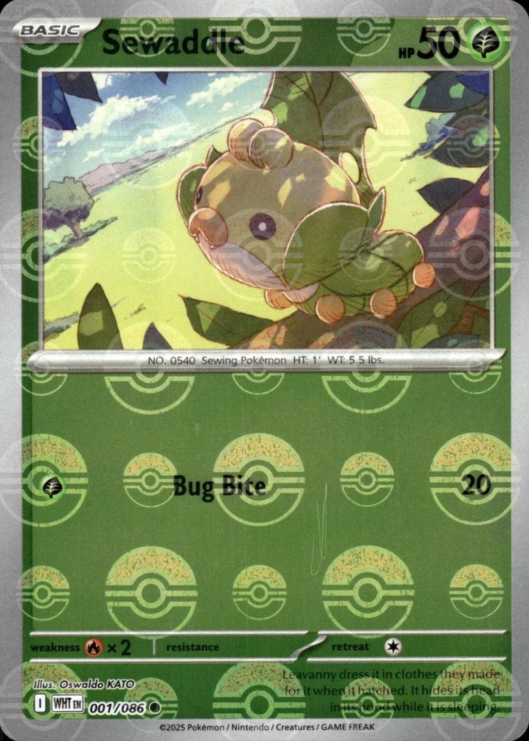 Sewaddle - Pokeball Reverse - 1/86 - White Flare