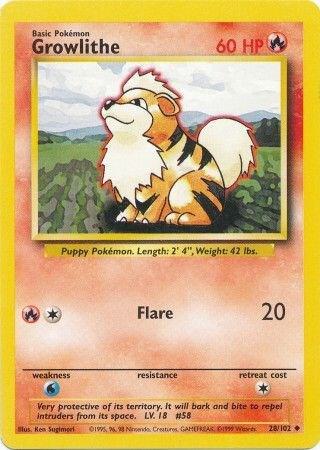 Growlithe - HP - 28/102 - Base Set